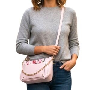 Pink 2 piece Crossbody Gold Chain purse set